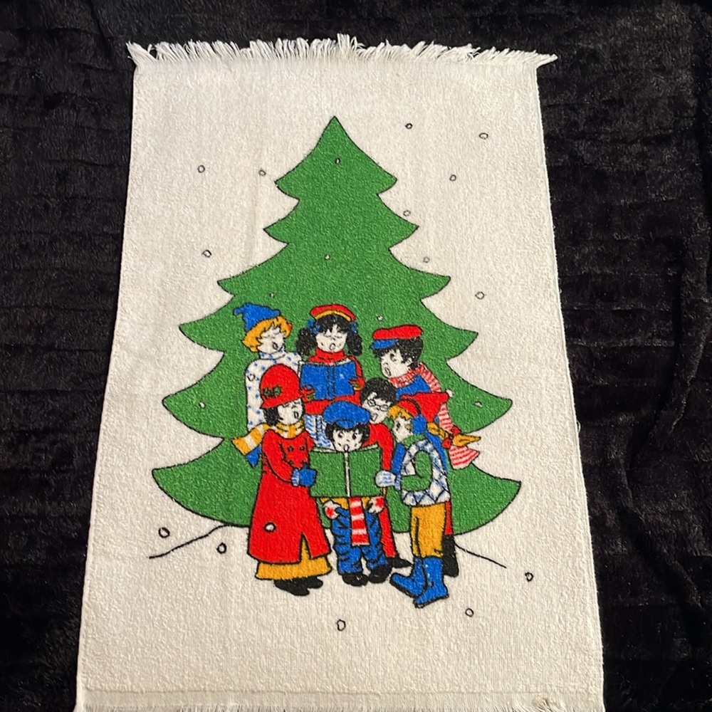 Vintage Cannon Christmas caroling hand towel